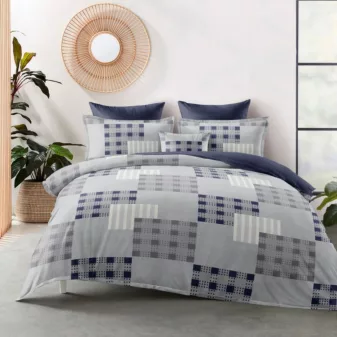   Arlen Flanel szürke kék geometrikus mintás ágyneműhuzat garnitúra 3 részes