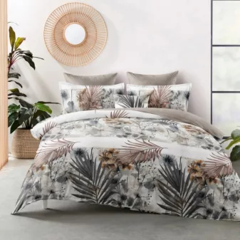   Nayla Flanel barna szürke levél mintás ágyneműhuzat garnitúra 3 részes