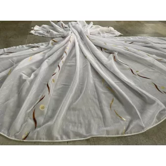   Kész luxus függöny fehér alapon arany barna karikás hullámos 300x150cm