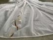 Kész luxus függöny fehér alapon arany barna karikás hullámos 300x150cm