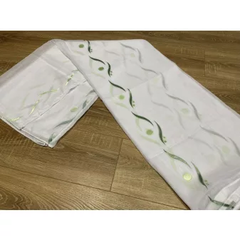   Kész luxus függöny fehér alapon zöld karikás hullámos 300x180cm