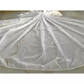   Kész luxus függöny fehér alapon bronz karikás hullámos 300x175cm