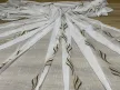 Kész luxus függöny fehér alapon Elena barna 300x260cm