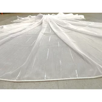   Kész luxus függöny fehér alapon ezüst pálcás 400x175cm