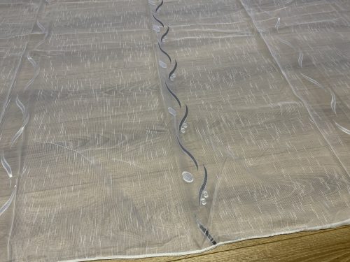 Kész luxus függöny fehér alapon szürke ezüst karikás hullámos 300x260cm