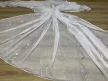 Kész luxus függöny fehér alapon szürke ezüst karikás hullámos 300x260cm