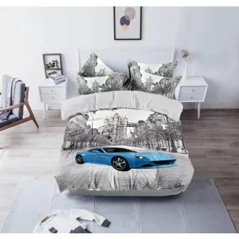 Cars kék autó mintás ágyneműhuzat garnitúra 3 részes
