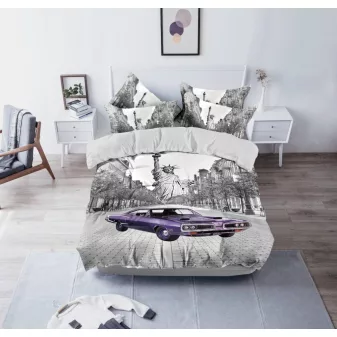 Cars lila autó mintás ágyneműhuzat garnitúra 3 részes
