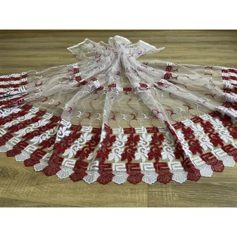 Kész hímzett függöny piros görög 300x155cm