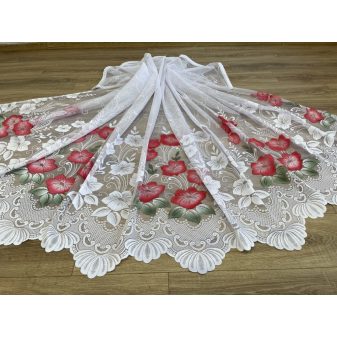 Kész függöny fehér alapon piros pipacs virág 300x160cm