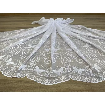 Kész függöny fehér alapon fehér lepkés 300x250cm