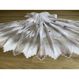   Kész Jacquard függöny fehér alapon csoki parkettás 300x180cm