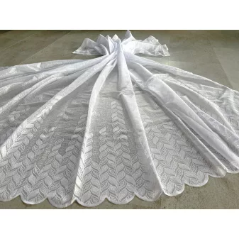 Kész függöny fehér alapon Jacquard 06 leveles 300x180cm