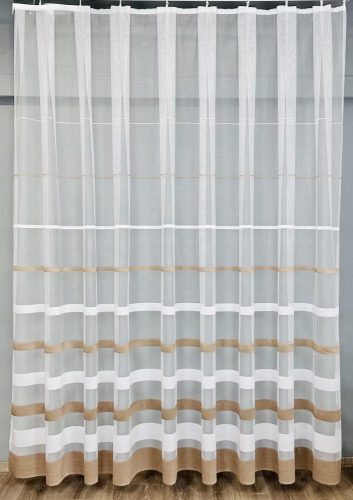 Kész függöny fehér alapon barna csíkos 200x180cm