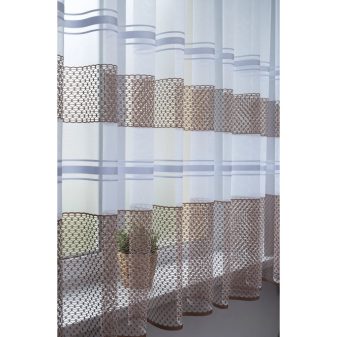   Kész függöny fehér alapon barna lyukacsos csíkos 300x250cm