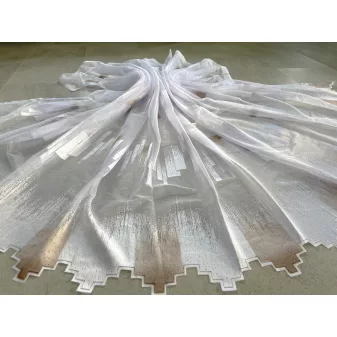 Kész függöny fehér alapon barna parkettás 300x180cm