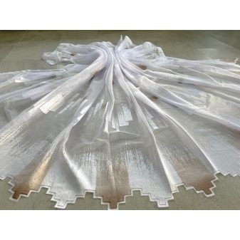Kész függöny fehér alapon barna parkettás 300x200cm