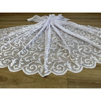 Kész függöny fehér alapon barokk inda virág 300x200cm