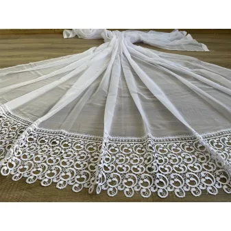   Kész függöny fehér alapon Jacquard c1 egyszínű csipkés 300x250cm