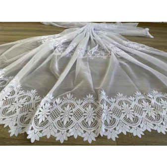   Kész függöny fehér alapon Jacquard c2 csipkés rombusz levél 300x180cm