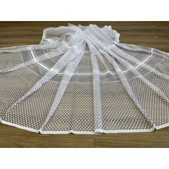   Kész függöny fehér alapon fehér lyukacsos csíkos 300x160cm