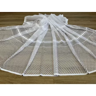   Kész függöny fehér alapon fehér lyukacsos csíkos 300x250cm