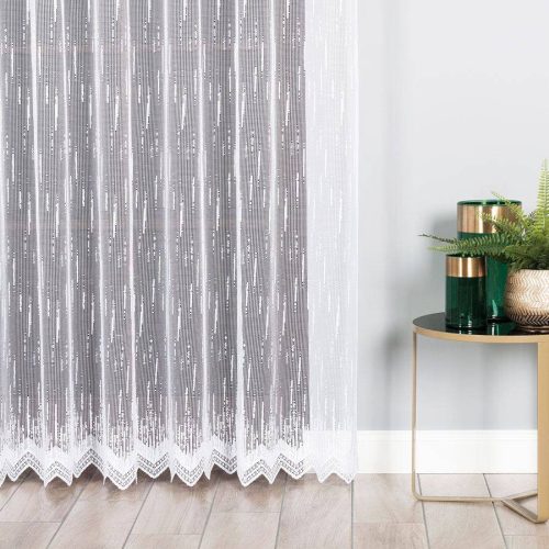 Kész függöny fehér alapon fehér pálcás 300x180cm