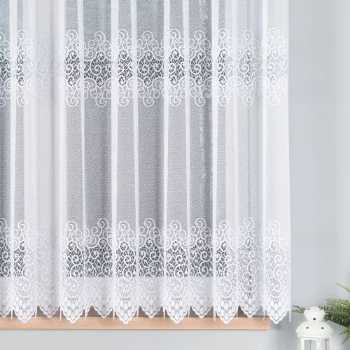 Kész függöny fehér alapon fehér vizilufi 300x250cm