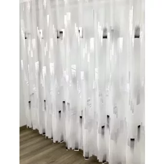   Kész Jacquard függöny fehér alapon fekete parkettás 300x155cm