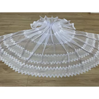   Kész függöny fehér alapon fehér fröcskölt pálcás 300x180cm