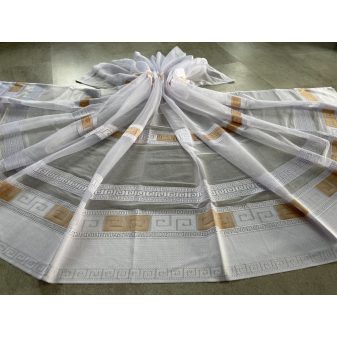 Kész függöny fehér alapon görög arany 300x160cm
