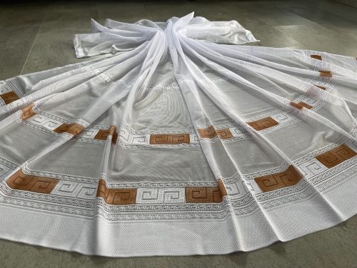 Kész függöny fehér alapon görög karamell 200x250cm