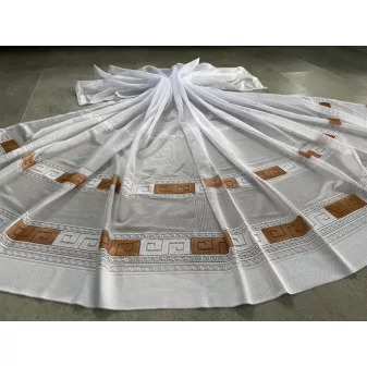 Kész függöny fehér alapon görög karamell 500x180cm