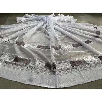 Kész függöny fehér alapon görög szürke 300x180cm
