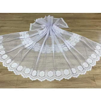 Kész függöny fehér alapon fehér kis rózsa 300x180cm