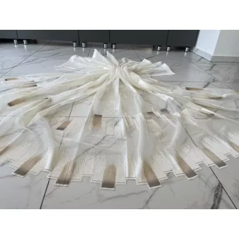 Kész függöny krém alapon keki zöld parketta 300x180cm