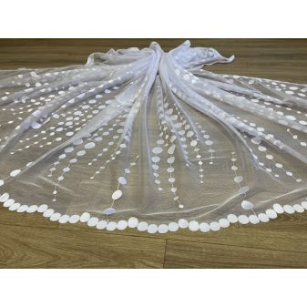   Kész függöny fehér alapon Jacquard nagy pöttyös 200x160cm