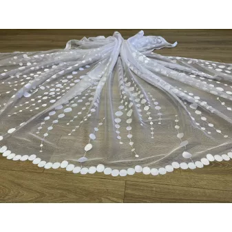  Kész függöny fehér alapon Jacquard nagy pöttyös 300x220cm