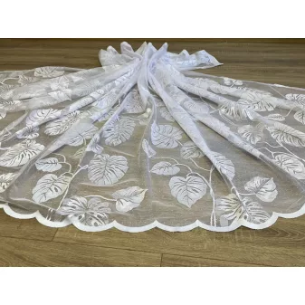  Kész függöny fehér alapon Jacquard pálma leveles 300x160cm