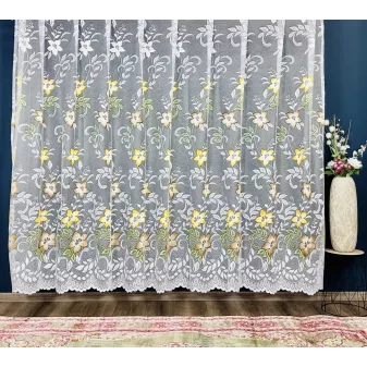   Kész függöny fehér alapon színes őszi leveles 300x180cm