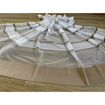 Kész függöny fehér alapon új barna csíkos 300x180cm