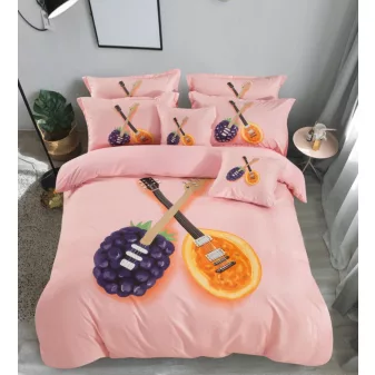  Fruit rózsaszín alapon gyümölcs mintás ágyneműhuzat garnitúra 3 részes