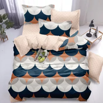   Lucy fehér kék geometrikus mintás ágyneműhuzat garnitúra 3 részes