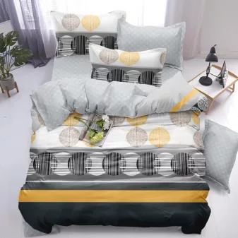   Lucy sárga fekete geometrikus mintás ágyneműhuzat garnitúra 3 részes