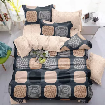   Nia bézs barna négyzet mintás ágyneműhuzat garnitúra 3 részes