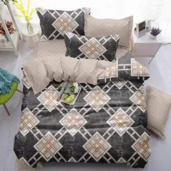   Nia bézs geometrikus mintás ágyneműhuzat garnitúra 3 részes