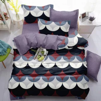   Nia piros kék geometrikus mintás ágyneműhuzat garnitúra 3 részes