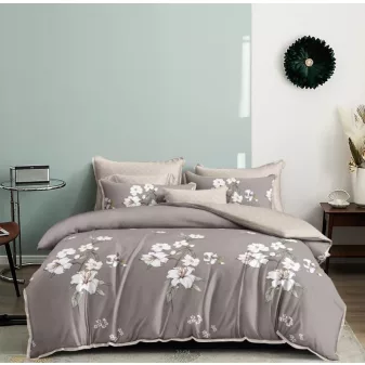   Luna barna fehér virág mintás ágyneműhuzat garnitúra 3 részes