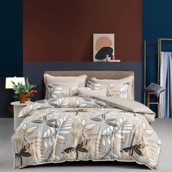   Luna bézs levél mintás ágyneműhuzat garnitúra 3 részes