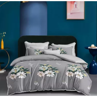   Luna szürke virágos mintás ágyneműhuzat garnitúra 3 részes